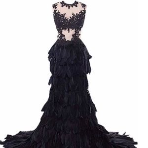 Wedding Prom Feather Gown Dress